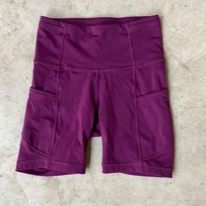 Lululemon plum work out shorts